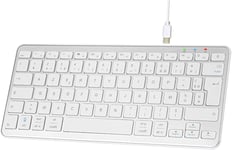 Clavier Sans Fil Bluetooth, Mini Clavier Azerty Français, Clavier Léger Silencieux, Rechargeable Usb C, 12 Raccourcis Multimédias, Pour Mac, Ipad, Iphone, Android, Windows-Silver