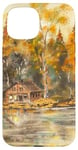 iPhone 15 House By The Lake Peaceful Earth Brown Tones Yellow Dreams Case