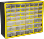 Akro-Mils 10144 44-Drawer Plastic Drawer Storage Cabinet for Garage Organization, Lego Storage, Teacher Toolbox, Makeup Organizer, and More, 20-Inch W x 6-Inch D x 16-Inch H, Yellow