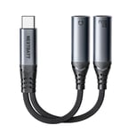 NEXTBATT 2-i-1 lydadapter USB-C til dobbel USB-C-kabel - svart