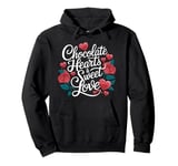 Chocolate Hearts and Sweet Love Roses Valentine Couple Match Pullover Hoodie