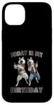 Coque pour iPhone 14 Plus Aujourd'hui, c'est mon anniversaire, Husky Friends Fun