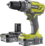 Ryobi R18PD3-215GZ 18 V ONE+ Cordless Combi Drill Starter Kit (2 X 1.5 Ah), Hype