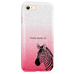 Coque Iphone 7 et 8 et SE 2020 paillettes rose tie zebre jungle personnalisee