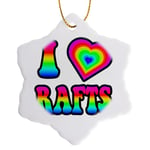 3dRose Groovy Hippie Rainbow I Heart Love Rafts Snowflake Ornament, Multi-Colour, 3-Inch