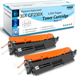 2 Noir Compatible 30X CF230X (30A CF230A) Cartouche de Toner 3,500 Pages pour HP Laserdruckern Laserjet M203d M203dn M203dw, MFP Pro M227fdn M227fdw (avec Puce).[G1230]