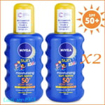 Nivea Sun Kids Moisturising Sun Spray Spf 50+ Water Resistant 2 x 200ml..