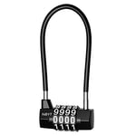 ORIA 4 Digit Combination Padlock, 5mm Width Flexible Cable Lock, Long Shackle Padlocks, Updated Safety Resettable Lock for Gym Locker, Toolbox, Closet, Luggage, Cabinet, Outdoor (Black)