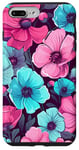 iPhone 7 Plus/8 Plus Pink Flowers Design Teal Blue Floral Cute Garden Case