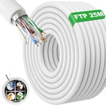 Cable Ethernet 25M, Cat 6 Cable Rj45 25M Ftp Blindé Câble Réseau Extérieur Intérieur, Haute Vitesse Câble Ethernet Imperméable Anti-Interférence[X3617]