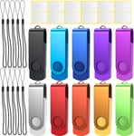 Cle Usb 8Go Lot De 10 Usb 3.0 Clé Usb Flash Drive Rotative Clef Usb Couleur Mixte Mémoire Stick Métal Flash Drive Avec Cordes