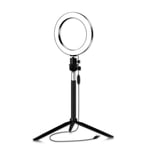 Xpork 20CM Tripod Selfie Camera Light Dimmable Desktop Ring Light Kit With Phone Holder And Selfie Stick Powered Selfie Light For Video Makeup Real-Time Streaming Photography