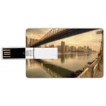 16G USB Flash Drives Credit Card Shape United States Memory Stick Bank Card Style Queensboro Bridge Spanning the East River in New York City Serene Scenery,Tan Egg Shell Waterproof Pen Thumb Lovely Ju