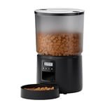 BEMOONY 5L Distributeur Croquettes Chat Automatique, Distributeur Croquettes Chat avec Minuterie Programmable, 1-6 Repas par Jour, avec Appuyez sur Le Couvercle et Fonction D'Enregistrement 10s