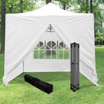 Tonnelle de Jardin Pliable 3x3 m 520D (320g/m2) + 4 Paroies Blanches - Tonnelle Barnum Pliant et avec 4 Murs en Toile - Tente Pagode Pliable