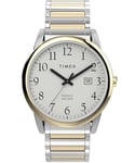 Timex Easy Reader Montre pour hommes, 40 mm, bracelet extensible en acier inoxydable bicolore, cadran blanc, boîtier bicolore TW2W52100