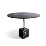 Friends & Founders - Knockout Dining Table Square Base, Black Marble - Chrome Stem - Matbord - Ida Linea Hildebrand - Svart - Metall/Sten