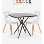 Ahd Amazing Home Design - Table carrée noire 70x70 + 2 chaises design moderne Roslin Black Couleur: Blanc