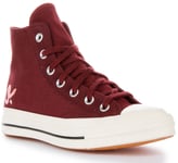 Converse A09164C Chuck 70 Hi Scribble Logo Trainer Burgundy Womens UK 3 - 8