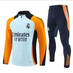 2425 Ny Real Madrid Fotboll Långärmad Halv Zip Tränings T-shirt för Vuxna och Barn Grå Orange - Perfekt Gray-orange S