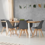 Lot de 6 chaises scandinaves Idmarket sara - Gris foncé - Pour salle à manger