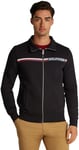 Tommy Hilfiger Men's Chest Stripe Zip Through Sweatshirt without Hood, Black (Black), S