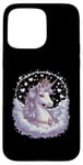 Coque pour iPhone 15 Pro Max licorne imaginative avec des étoiles