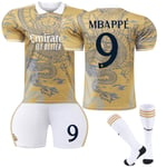 Ny Real Madrid Special Edition Barn Tröja Nr. 9 Mbappe Guld Gold 28