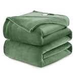 WAVVE Plaid Couverture Polaire Flanelle en Microfibre, Jeté de Canapé 230x270 Vert, Couverture lit Jete de Canape 2 Personnes, Plaid Fourrure Grand Chaud et Doux en Peluche, 270x230