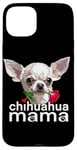 Coque pour iPhone 15 Plus Chihuahua blanc avec rose pour maman maman mère