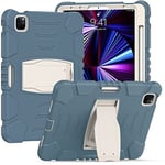 Support for Samsung Tab A7 Lite 8.7 2021 T220/T225, Durable Hybrid Shockproof Three Layer Silicone Protective Case for Kids Tablet (Aciano Blue)