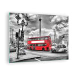 Impression sur Verre 70x50cm Tableaux Image Photo Trafalgar square taxi londres