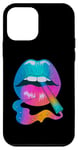 Coque pour iPhone 12 mini Art graphique arc-en-ciel vibrant Smoking Lips