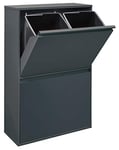 ARREGUI Basic CR604-B Poubelle de Recyclage Cuisine 4 Bacs | 4 x 17 L (68 L) | Poubelle de Tri Sélectif 4 Rangements | Meuble Poubelle en Acier avec 4 Seaux | Sac Poubelle | anthracite