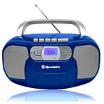 Radio CD Cassette Portable Numerique PLL FM, Lecteur CD-MP3, USB, AUX-IN, , Bleu, Roadstar, RCR-4635UMPBL