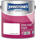 Johnstone's One Coat Matt Emulsion Paint - 2.5 l (Pack of 1), Brilliant White 