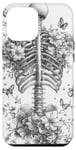 iPhone 12 Pro Max Skeleton Ribcage Anatomy with Flowers Butterflies Case