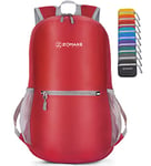 ZOMAKE Sac a Dos Pliable Ultra Léger - Sac à Dos Pliable De Randonnée Petit Packable Daypack 20L Pour Femme Homme Sports Et Plein Air(Gros Rouge)