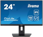 ECRAN IIYAMA XUB2492QSU 23,8 Prolite, IPS, 2560 x 1440 @100Hz, 0.5ms, 300cd, Haut-parleurs, HDMI/DP/USB-C/USB HUB (3x3.2), VESA, i-Style Colour, réglable en Hauteur + Pivot