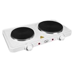 Electric Twin Hob Hot Plate Portable 5 Temperature Settings Cooking Travel 2500W