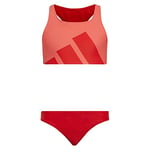 adidas Girl's Yg Mh Bikini Swimsuit, Top:semi Turbo Bottom:vivid Red S21, 7-8 Years UK