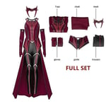 P-jsmen Kvinna Wanda Maximoff Cosplay Dräkt Scarlet Witch Huvudbonader Kappa Och Byxor Full Set Outfit Halloween Accessoarer Rekvisita M Wanda