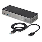 StarTech.com Dock USB-C & USB-A - Station d'Accueil Universelle à Triple Écran DisplayPort & HDMI 4K 60Hz - 85W Power Delivery, 6x USB Hub, GbE, Audio - USB 3.1 Gen 2 10Gbps (DK31C3HDPDUE)