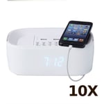 10X Groov-e Bluetooth Wireless Alarm Clock Radio Speaker System Mobile Charger