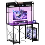 GUNJI LED Gaming Desk Office desk PC table w/Monitor Stand and Storage Shelves