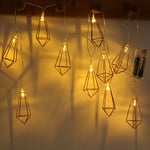 TFACR Geometric Diamond String Lights, LED Rose Gold Metal Lamps, 12M Fairy Lights for Indoor Outdoor Xmas Wedding Decor Party Lighting Solar Energy Powered,a,12m