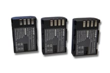 3 x vhbw Li-Ion batterie Set 2000mAh (7.2V) pour caméra Panasonic Lumix DMC-GH4, DMC-GH4R comme DMW-BLF19, DMW-BLF19E.