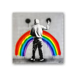 Canvas Rainbow Painting Figure Back Street Art Graffiti Canvas Ar