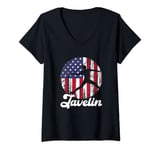 Womens Javelin Thrower US Flag | Track & Field | Javelin Throwing V-Neck T-Shirt