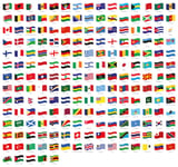 All national waving flags from all over the world with names - high quality vector flag isolated on white background